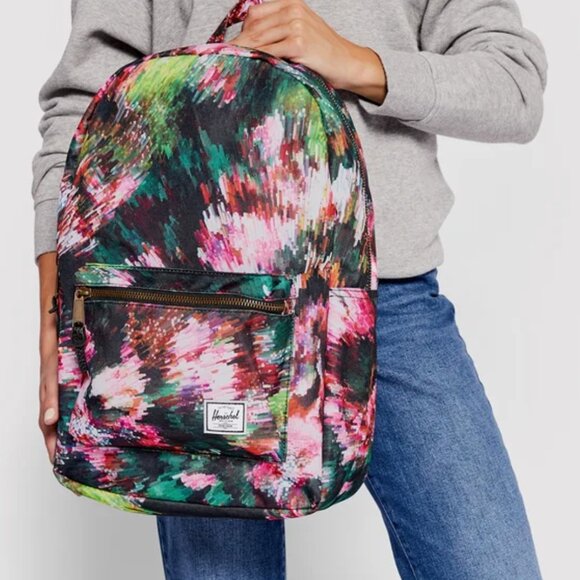 Herschel Excellent Condition Watercolor Rainbow Nova Floral Pixel Backpack - Picture 1 of 16